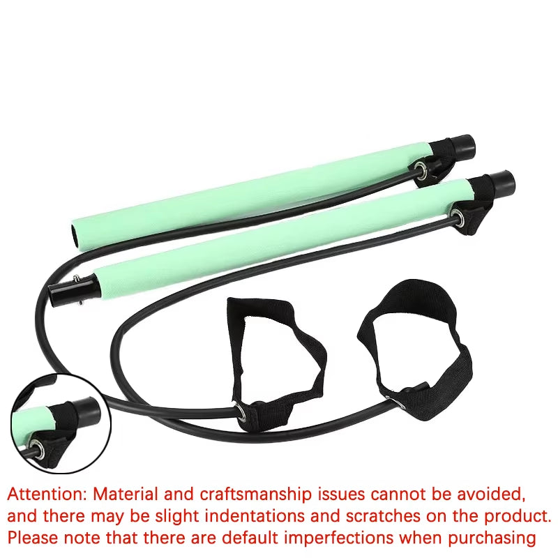 Multifunctional Pilates Bar Combination Fitness Bar Yoga Chest Expansion Tension Rope Back Trainer Elastic Rope Stretching Belt