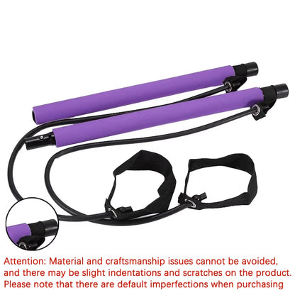 Multifunctional Pilates Bar Combination Fitness Bar Yoga Chest Expansion Tension Rope Back Trainer Elastic Rope Stretching Belt